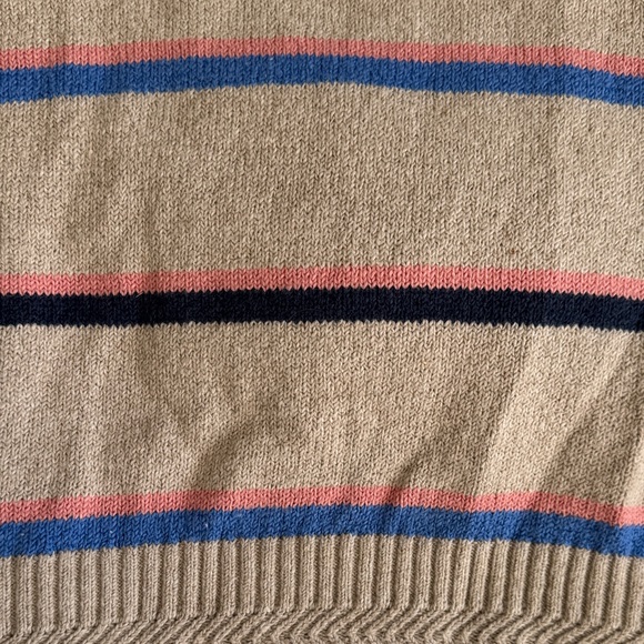 Faherty Beige Sweater with Blue and Pink Stripes - Picture 3 of 4